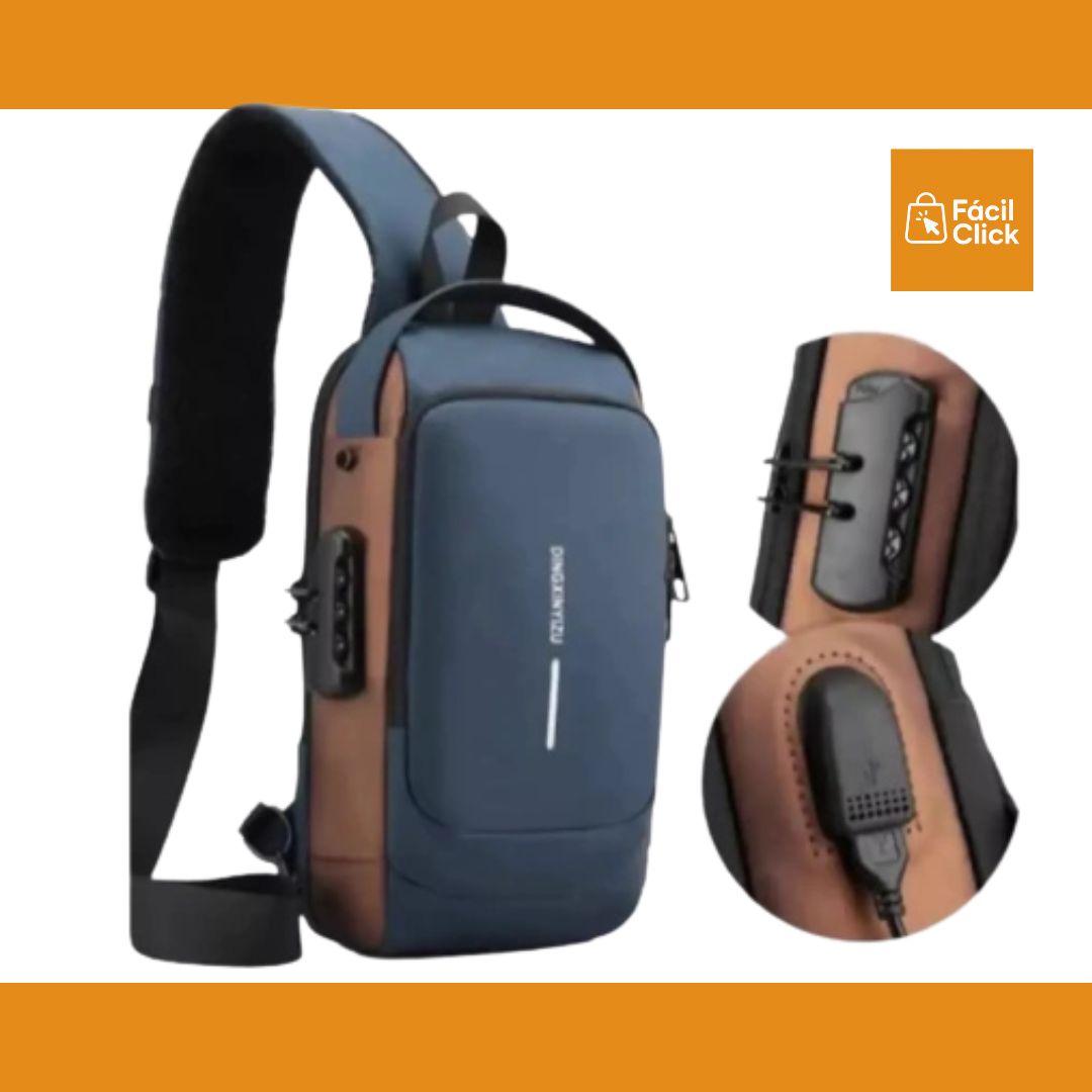 Mochila Cruzada ANTIRROBO con Carga Rápida Usb