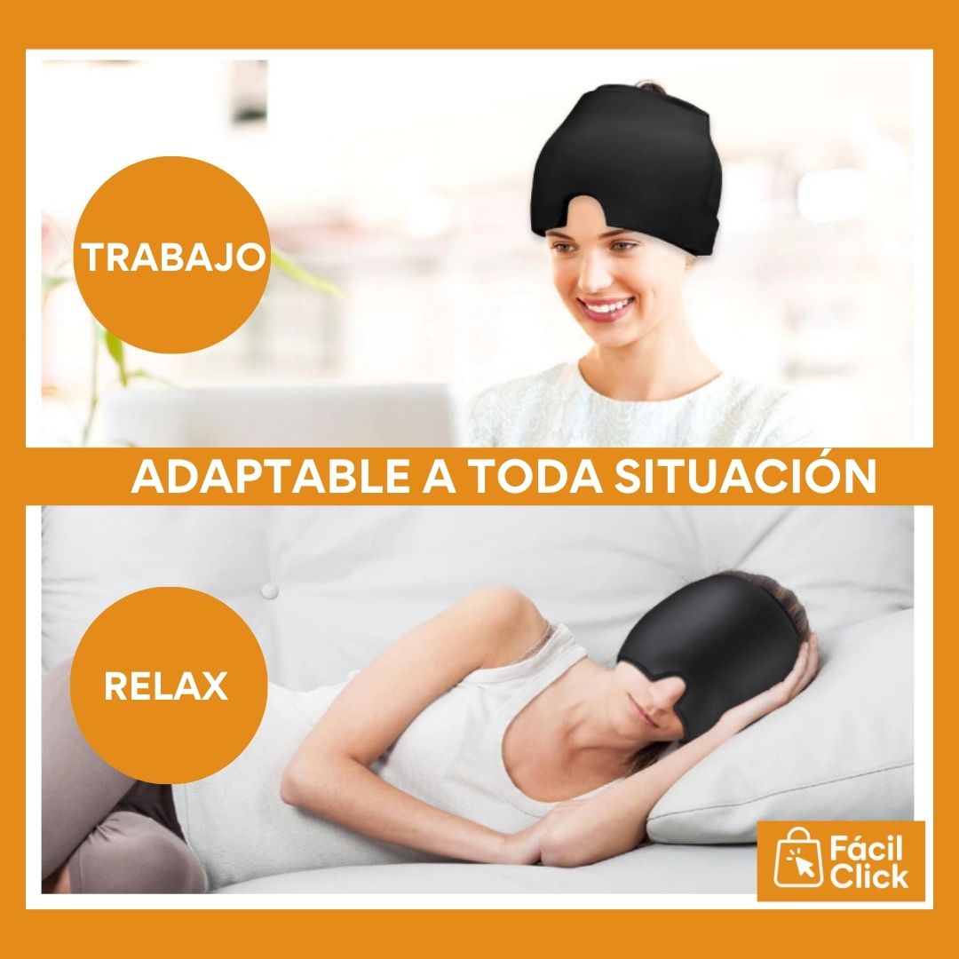 Gorro Antifaz Relajante de Gel Frío/Calor. Alivia la Migraña y el Stress
