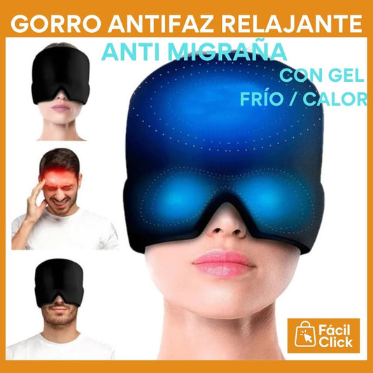 Gorro Antifaz Relajante de Gel Frío/Calor. Alivia la Migraña y el Stress