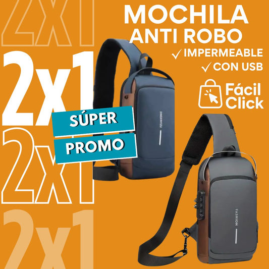 Mochila Cruzada ANTIRROBO con Carga Rápida Usb
